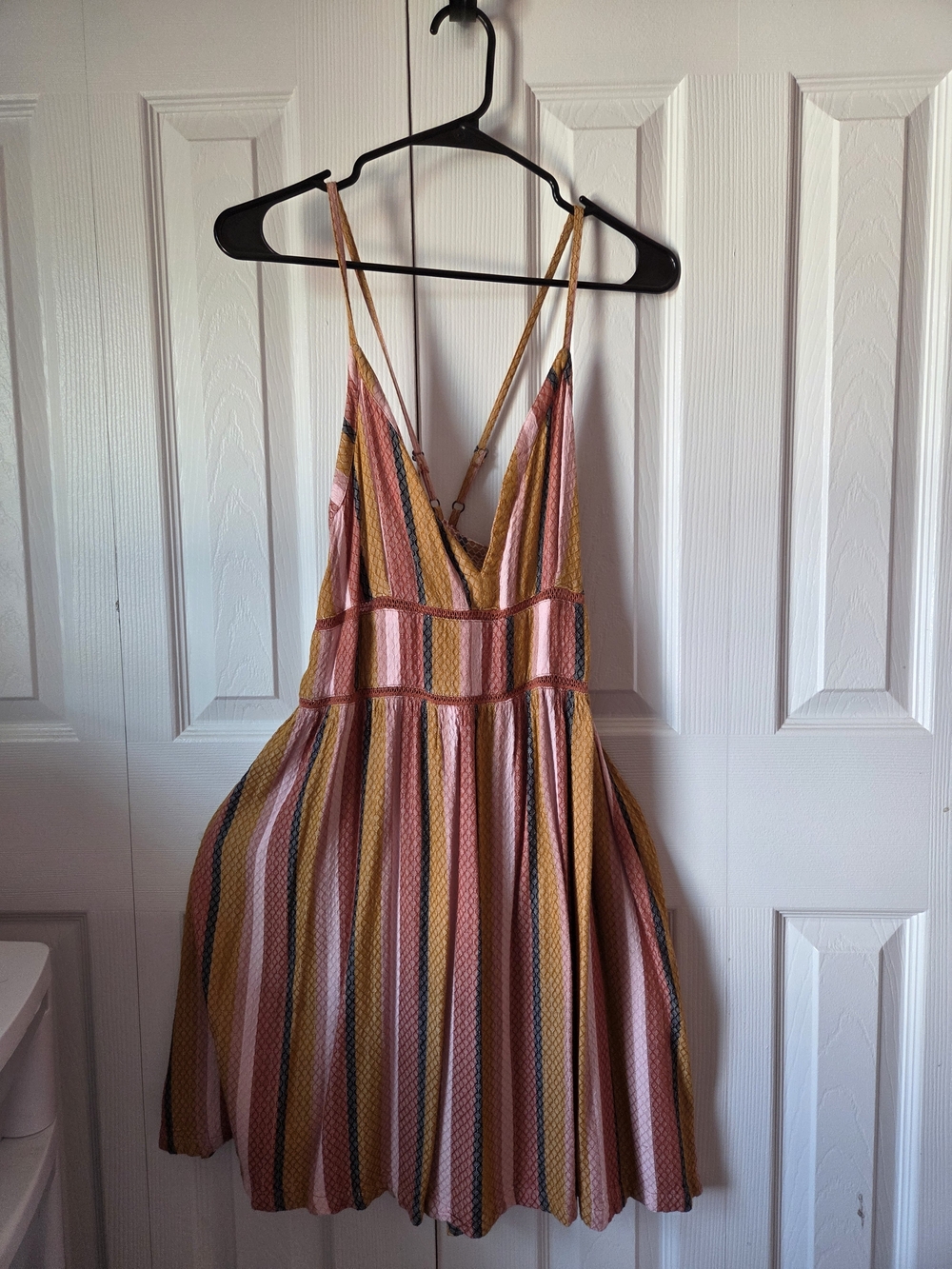 Roxy Striped Pink, Mustard & Charcoal Mini Dress - Picture 2 of 2